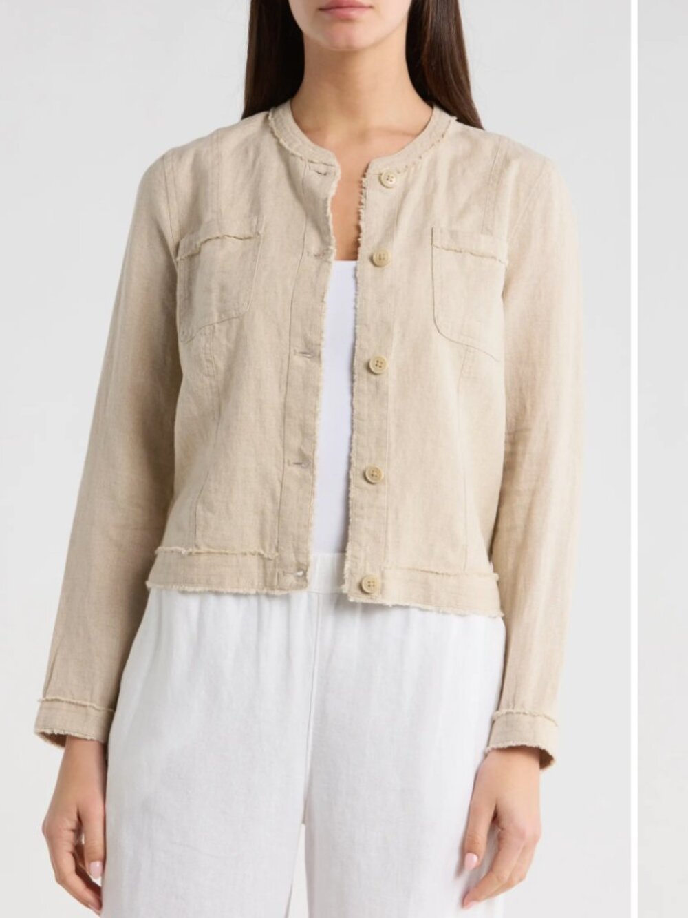 Two Palms Patch Pocket Linen Jacket - NATURAL